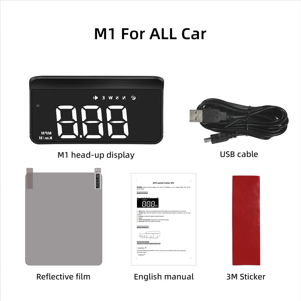 Car Head-Up Display with Speed, Mileage, Temperature, and Voltage