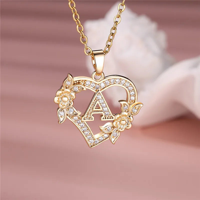 A-Z Letter Heart Necklace | A-Z Letter Heart Pendant | Low Cost Stuff