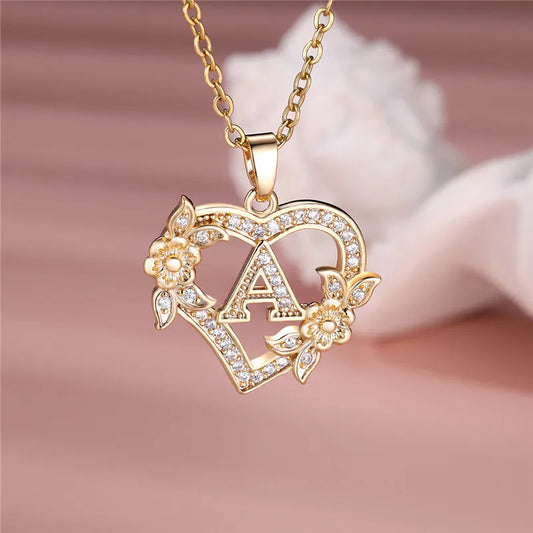 A-Z Letter Heart Necklace | A-Z Letter Heart Pendant | Low Cost Stuff